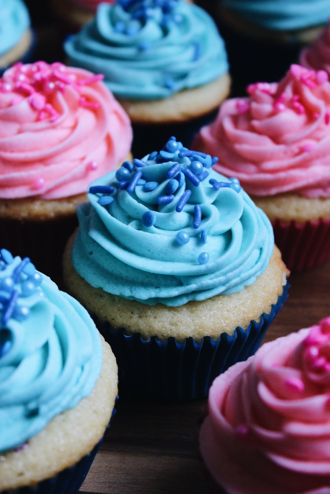 Gender Reveal Blueberry And Strawberry Cupcake