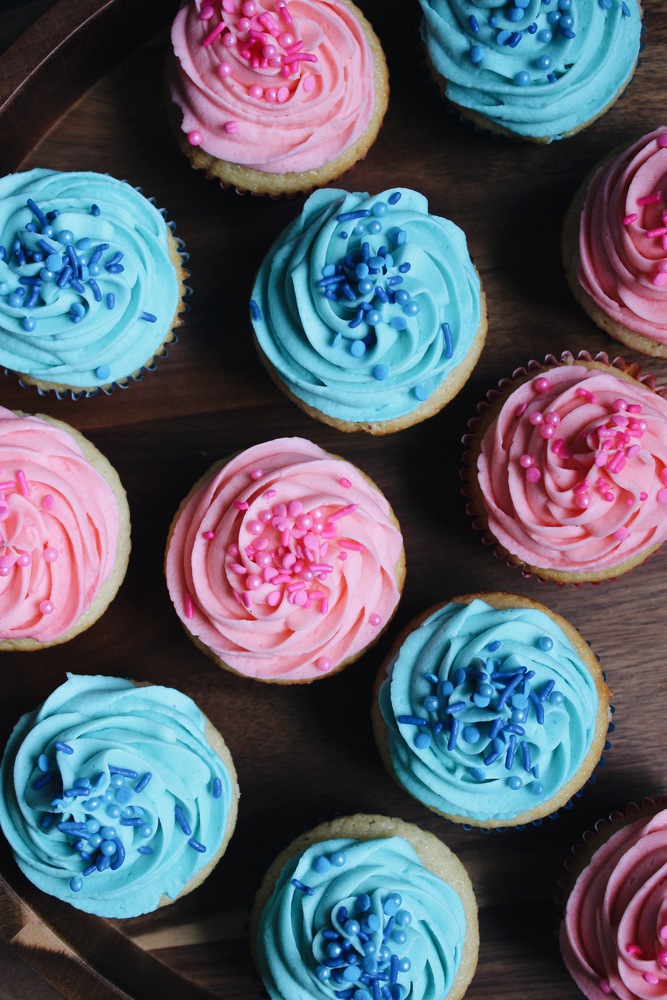 Gender Reveal Blueberry And Strawberry Cupcake